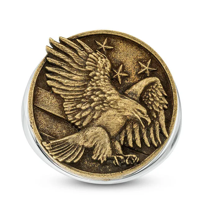 Goldia Mens Flying Eagle AntiqueFinished Signet Ring in Sterling Silver and Bronze Rings Goldia Mens Flying Eagle AntiqueFinished Signet Ring in Sterling Silver and Bronze Rings
