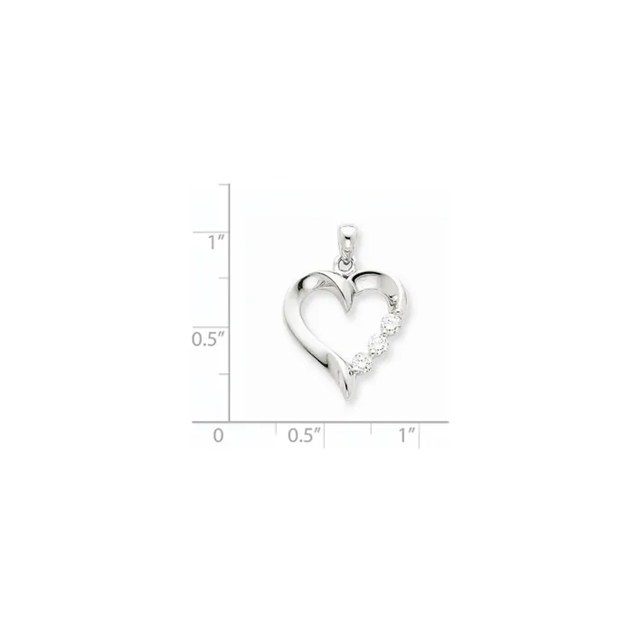 Goldia Necklaces 14k White Gold Three Stone Real Diamond Heart Pendant