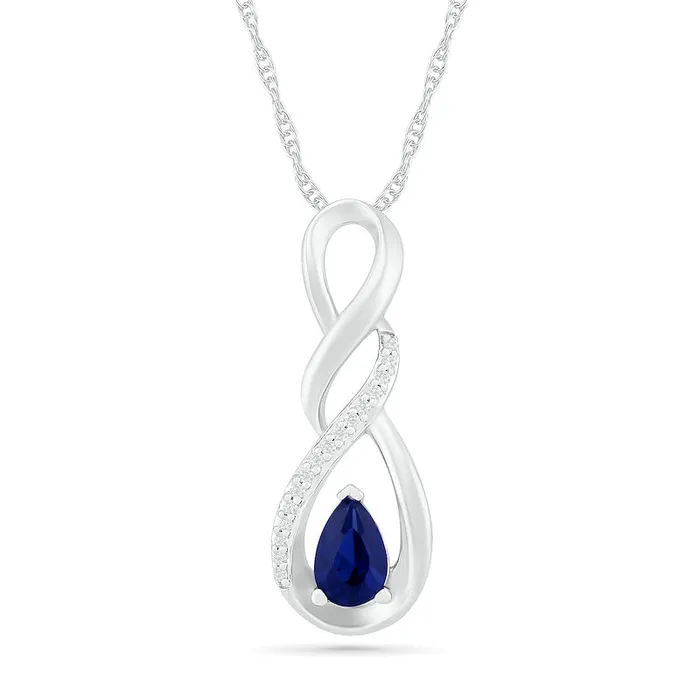 Goldia PearShaped LabCreated Blue and White Sapphire Cascading Infinity Pendant in Sterling Silver Rings Goldia PearShaped LabCreated Blue and White Sapphire Cascading Infinity Pendant in Sterling Silver Rings