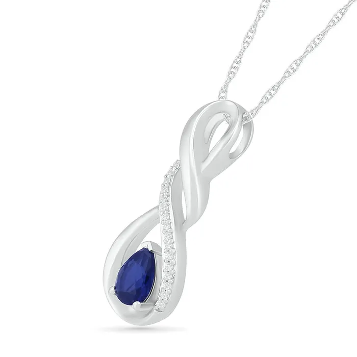 Goldia PearShaped LabCreated Blue and White Sapphire Cascading Infinity Pendant in Sterling Silver Rings Goldia PearShaped LabCreated Blue and White Sapphire Cascading Infinity Pendant in Sterling Silver Rings