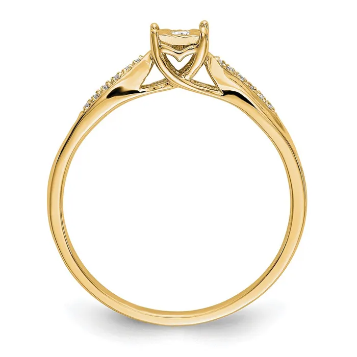 Goldia Rings 008ct CZ Solid Real 14K Yellow Gold Complete Engagement Ring