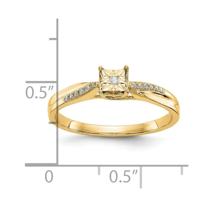 Goldia Rings 008ct CZ Solid Real 14K Yellow Gold Complete Engagement Ring