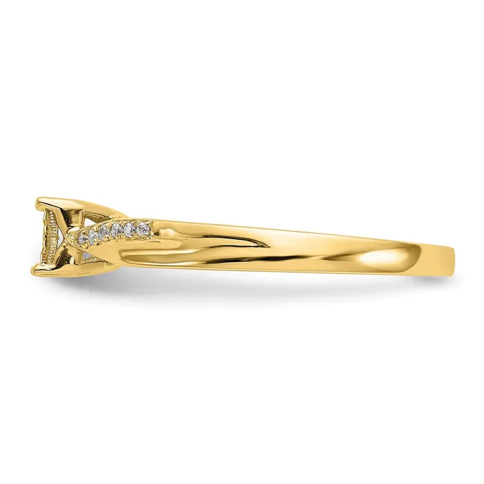 Goldia Rings 008ct CZ Solid Real 14K Yellow Gold Complete Engagement Ring