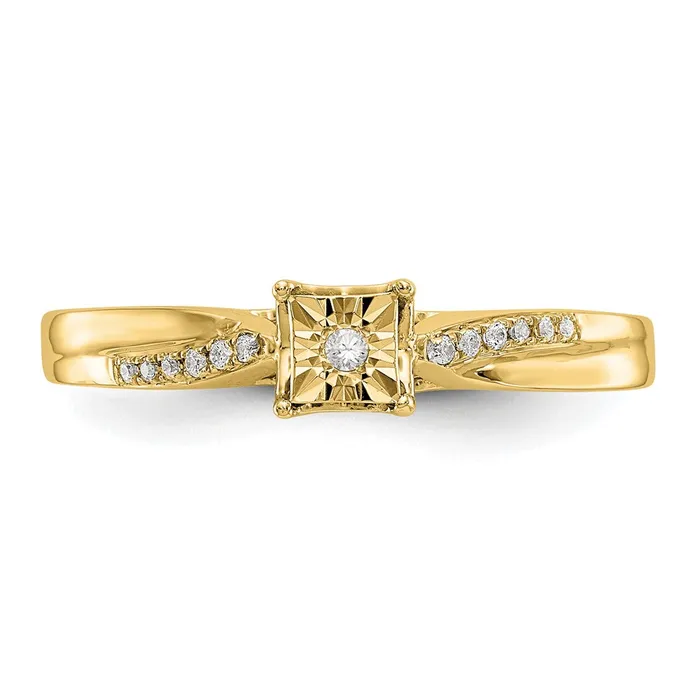 Goldia Rings 008ct CZ Solid Real 14K Yellow Gold Complete Engagement Ring
