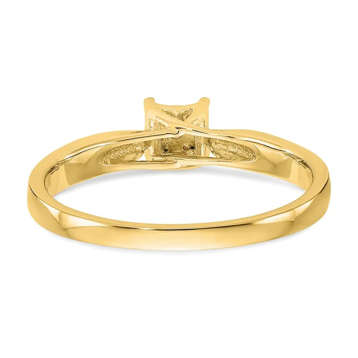 Goldia Rings 008ct CZ Solid Real 14K Yellow Gold Complete Engagement Ring