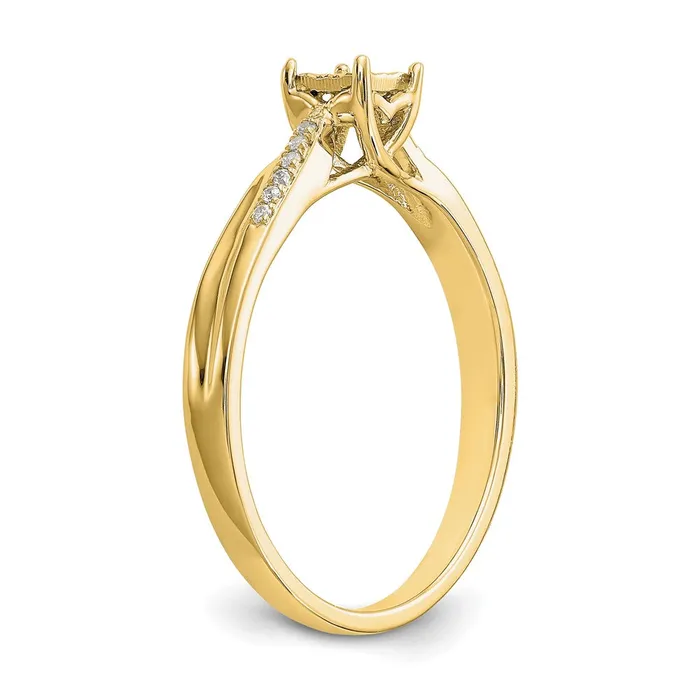 Goldia Rings 008ct CZ Solid Real 14K Yellow Gold Complete Engagement Ring