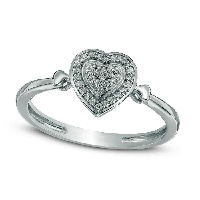 Goldia Rings 010 CT TW Composite Natural Diamond Heart Promise Ring in Solid 10K White Gold Goldia Rings 010 CT TW Composite Natural Diamond Heart Promise Ring in Solid 10K White Gold