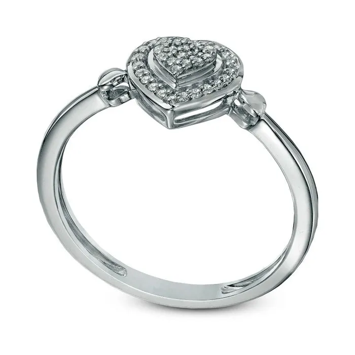 Goldia Rings 010 CT TW Composite Natural Diamond Heart Promise Ring in Solid 10K White Gold Goldia Rings 010 CT TW Composite Natural Diamond Heart Promise Ring in Solid 10K White Gold