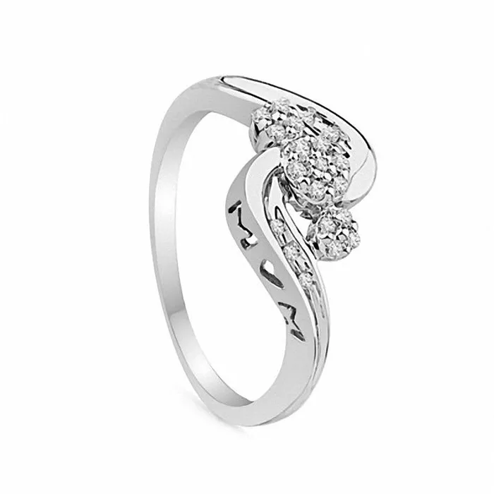 Goldia Rings 010 CT TW Natural Diamond Triple Cluster Mom Ring in Sterling Silver Goldia Rings 010 CT TW Natural Diamond Triple Cluster Mom Ring in Sterling Silver