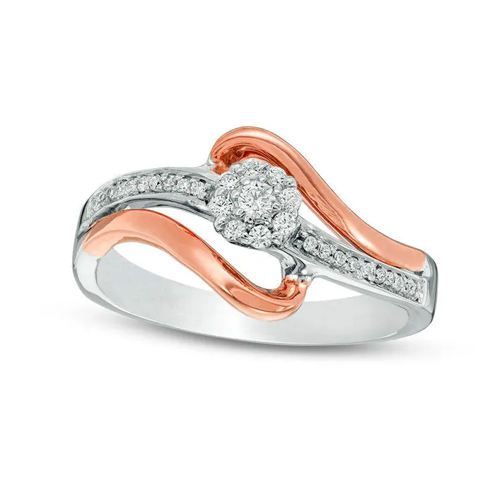 Goldia Rings 017 CT TW Natural Diamond Frame Bypass Promise Ring in Sterling Silver and Solid 10K Rose Gold Goldia Rings 017 CT TW Natural Diamond Frame Bypass Promise Ring in Sterling Silver and Solid 10K Rose Gold