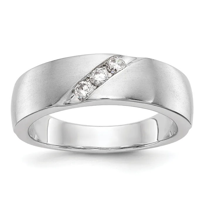 Goldia Rings 021ct CZ Solid Real 14K White Gold Mens Wedding Band Ring Goldia Rings 021ct CZ Solid Real 14K White Gold Mens Wedding Band Ring