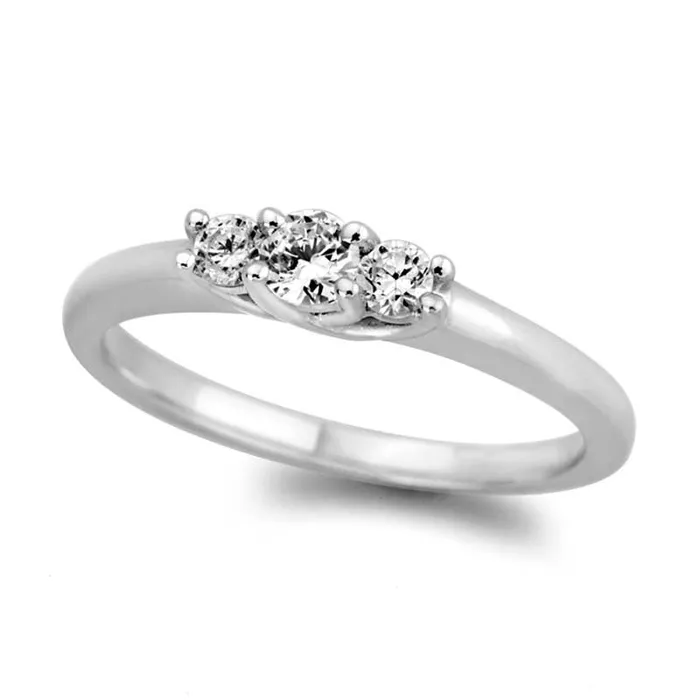 Goldia Rings 025 CT TW Certified Natural Diamond Three Stone Engagement Ring in Solid 14K White Gold ISI2 Goldia Rings 025 CT TW Certified Natural Diamond Three Stone Engagement Ring in Solid 14K White Gold ISI2