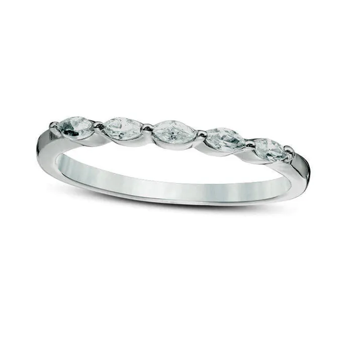 Goldia Rings 025 CT TW Marquise Natural Diamond Anniversary Band in Solid 10K White Gold Goldia Rings 025 CT TW Marquise Natural Diamond Anniversary Band in Solid 10K White Gold