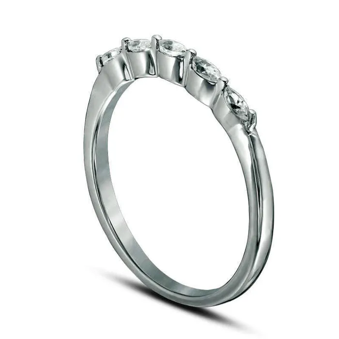 Goldia Rings 025 CT TW Marquise Natural Diamond Anniversary Band in Solid 10K White Gold Goldia Rings 025 CT TW Marquise Natural Diamond Anniversary Band in Solid 10K White Gold