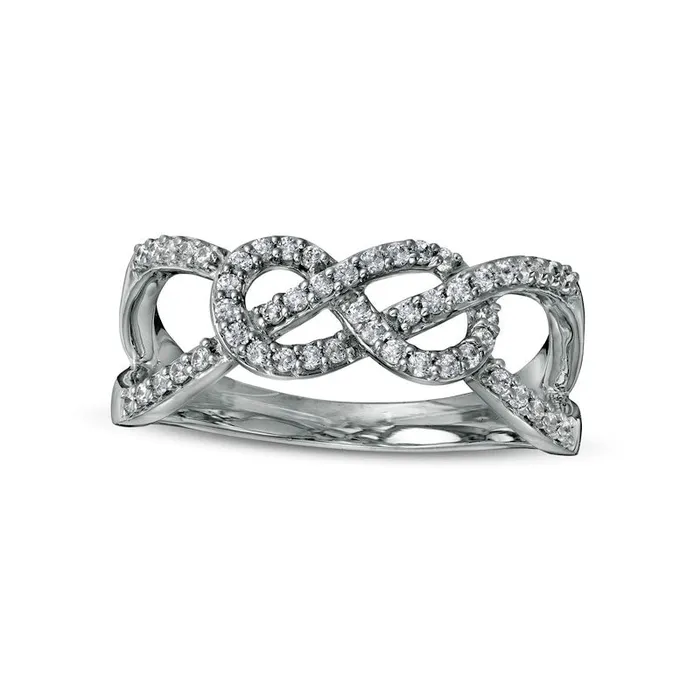 Goldia Rings 025 CT TW Natural Diamond Infinity Pretzel Knot Split Shank Ring in Solid 10K White Gold Goldia Rings 025 CT TW Natural Diamond Infinity Pretzel Knot Split Shank Ring in Solid 10K White Gold