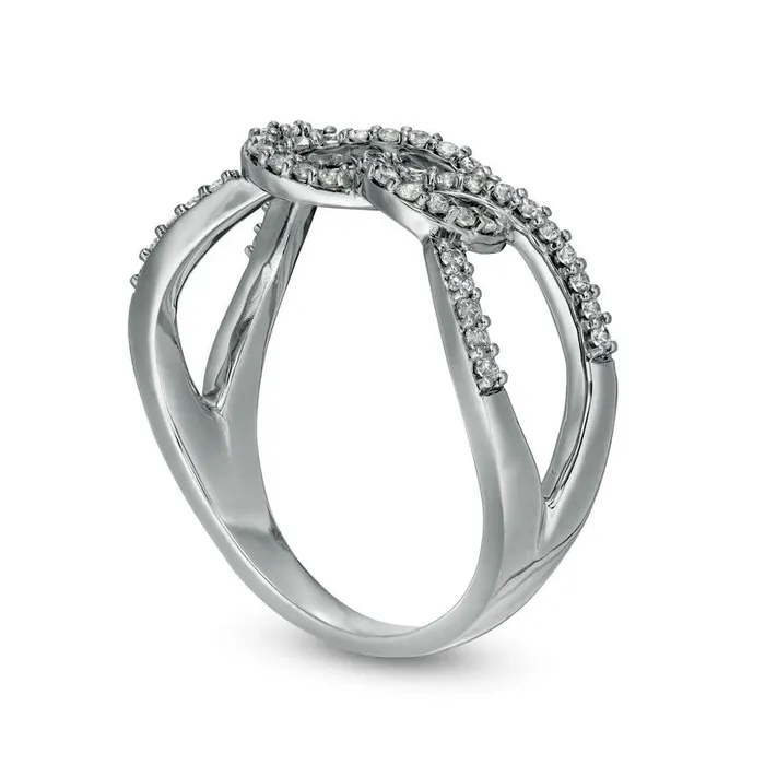 Goldia Rings 025 CT TW Natural Diamond Infinity Pretzel Knot Split Shank Ring in Solid 10K White Gold Goldia Rings 025 CT TW Natural Diamond Infinity Pretzel Knot Split Shank Ring in Solid 10K White Gold
