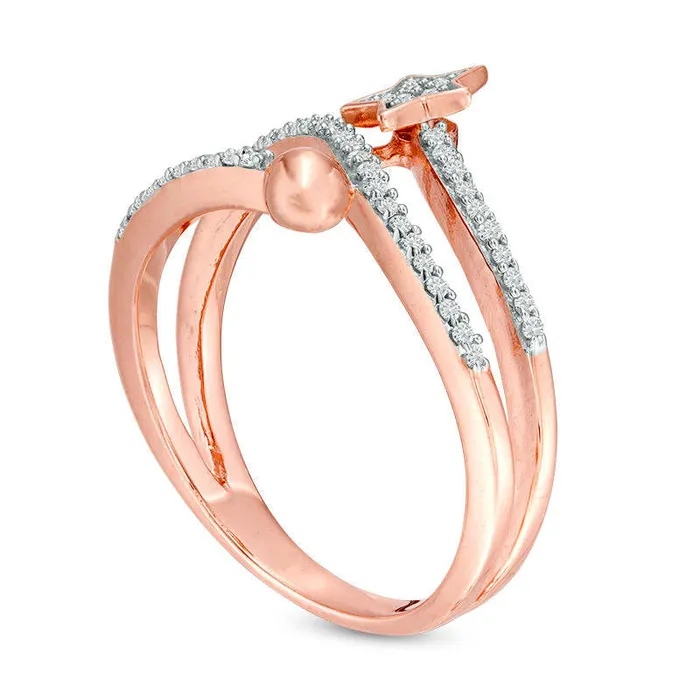 Goldia Rings 025 CT TW Natural Diamond Star and Ball Wrap Ring in Sterling Silver with Solid 14K Rose Gold Plate Goldia Rings 025 CT TW Natural Diamond Star and Ball Wrap Ring in Sterling Silver with Solid 14K Rose Gold Plate