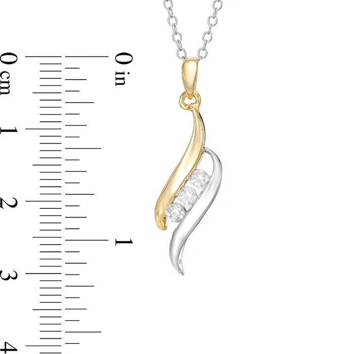 Goldia Rings 025 CT TW Natural Diamond Three Stone Flame Pendant in 14K TwoTone Gold Goldia Rings 025 CT TW Natural Diamond Three Stone Flame Pendant in 14K TwoTone Gold