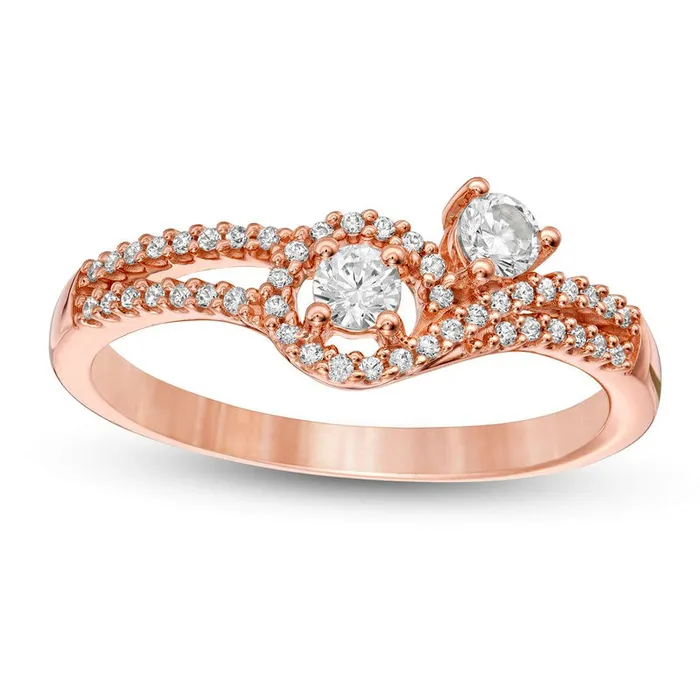 Goldia Rings 033 CT TW Natural Diamond Chevron Split Shank Ring in Solid 10K Rose Gold Goldia Rings 033 CT TW Natural Diamond Chevron Split Shank Ring in Solid 10K Rose Gold