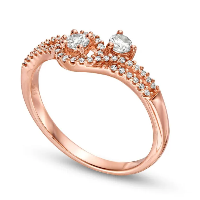 Goldia Rings 033 CT TW Natural Diamond Chevron Split Shank Ring in Solid 10K Rose Gold Goldia Rings 033 CT TW Natural Diamond Chevron Split Shank Ring in Solid 10K Rose Gold