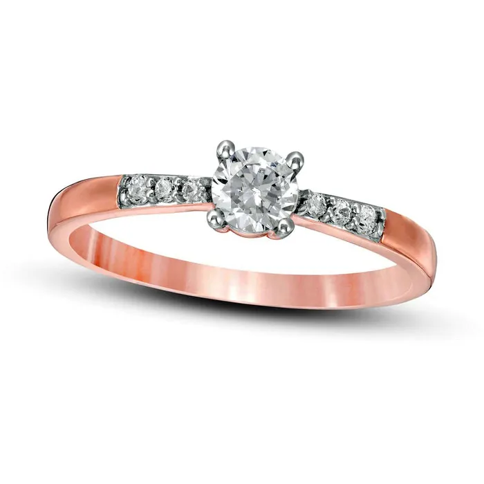 Goldia Rings 033 CT TW Natural Diamond Engagement Ring in Solid 10K Rose Gold