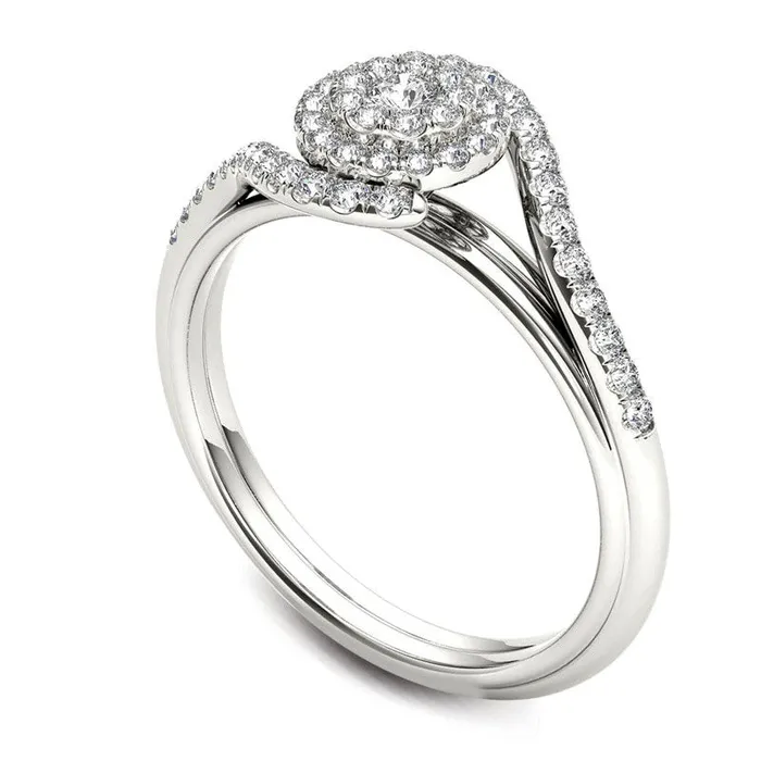 Goldia Rings 038 CT TW Composite Natural Diamond Frame Bypass Engagement Ring in Solid 14K White Gold Goldia Rings 038 CT TW Composite Natural Diamond Frame Bypass Engagement Ring in Solid 14K White Gold