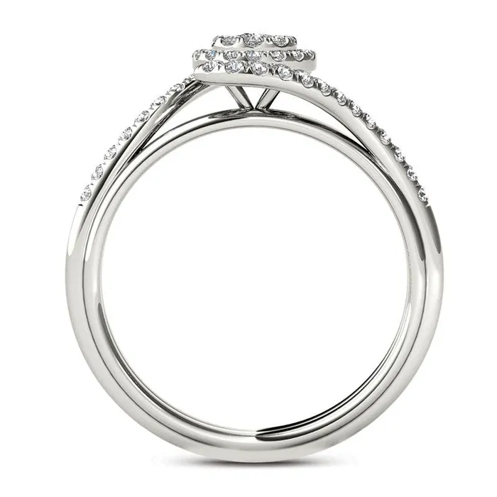 Goldia Rings 038 CT TW Composite Natural Diamond Frame Bypass Engagement Ring in Solid 14K White Gold Goldia Rings 038 CT TW Composite Natural Diamond Frame Bypass Engagement Ring in Solid 14K White Gold