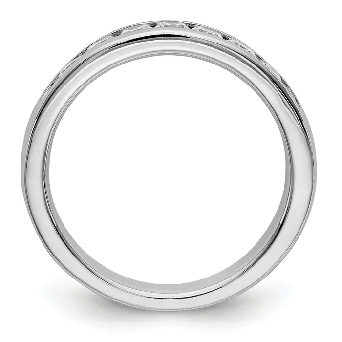 Goldia Rings 049ct CZ Solid Real 14K White Gold 7Stone Channel Wedding Band Ring