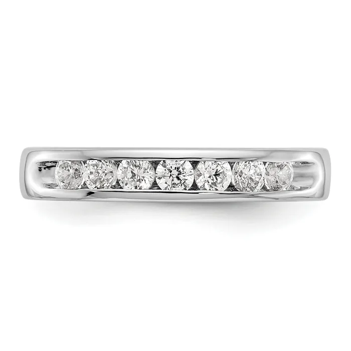 Goldia Rings 049ct CZ Solid Real 14K White Gold 7Stone Channel Wedding Band Ring