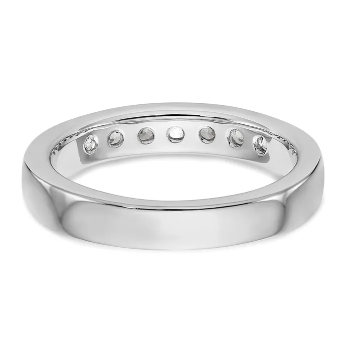 Goldia Rings 049ct CZ Solid Real 14K White Gold 7Stone Channel Wedding Band Ring