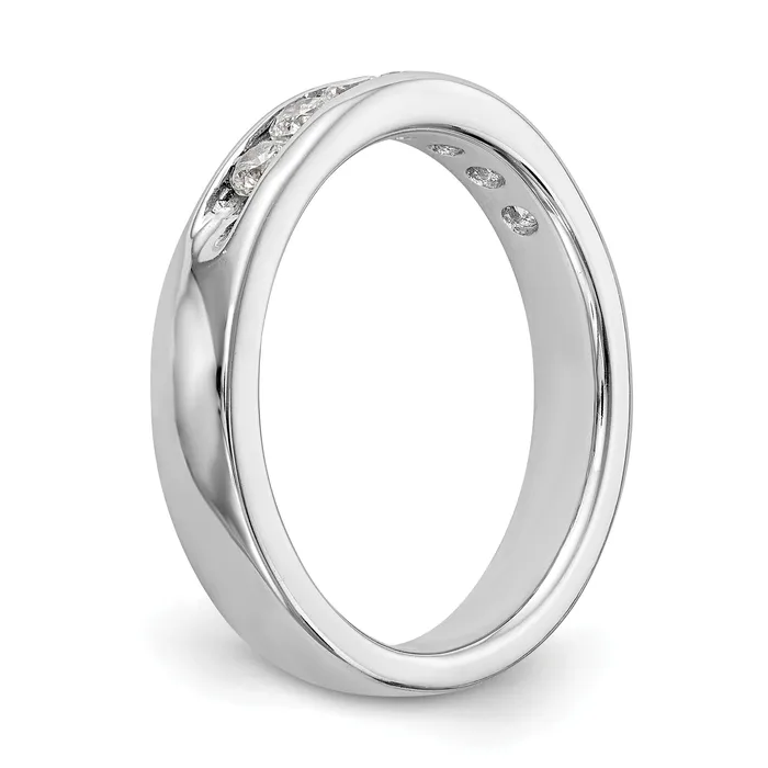 Goldia Rings 049ct CZ Solid Real 14K White Gold 7Stone Channel Wedding Band Ring