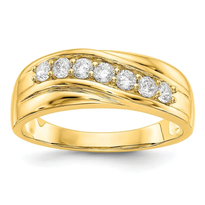 Goldia Rings 049ct CZ Solid Real 14K Yellow Gold Mens Wedding Band Ring
