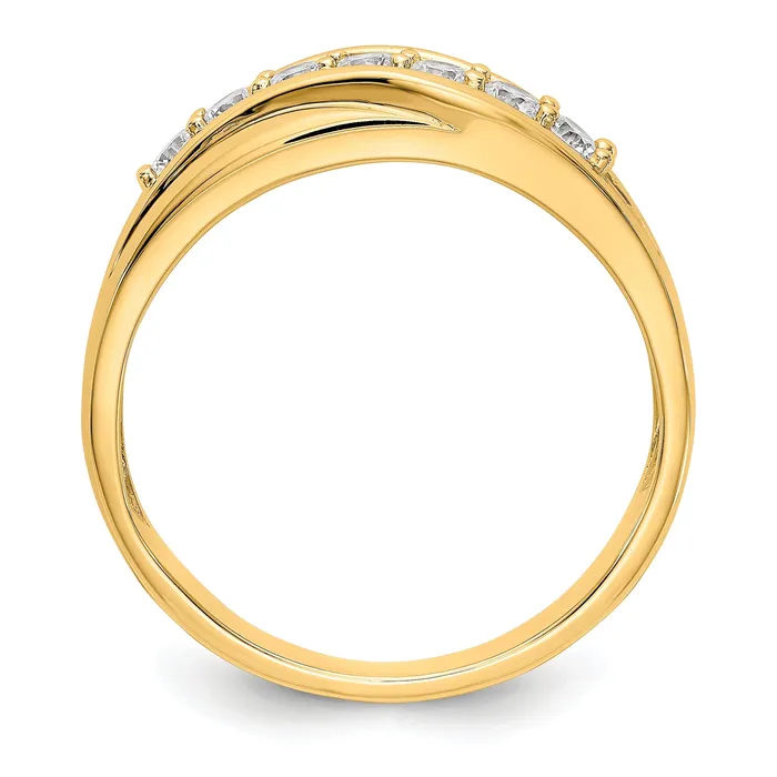 Goldia Rings 049ct CZ Solid Real 14K Yellow Gold Mens Wedding Band Ring