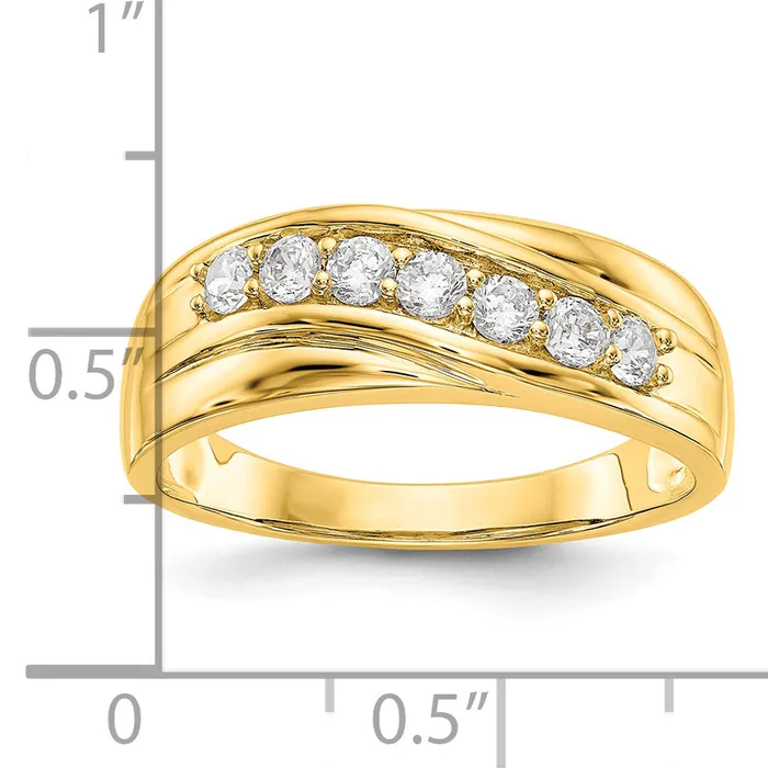 Goldia Rings 049ct CZ Solid Real 14K Yellow Gold Mens Wedding Band Ring