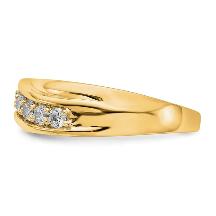 Goldia Rings 049ct CZ Solid Real 14K Yellow Gold Mens Wedding Band Ring