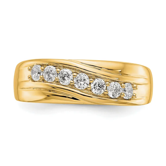 Goldia Rings 049ct CZ Solid Real 14K Yellow Gold Mens Wedding Band Ring