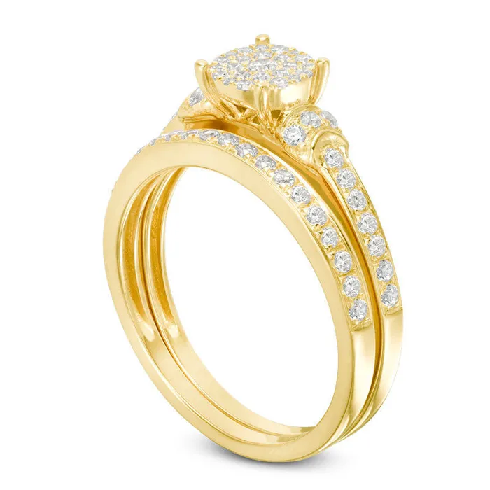 Goldia Rings 050 CT TW Composite Natural Diamond Collar Bridal Engagement Ring Set in Solid 14K Gold Goldia Rings 050 CT TW Composite Natural Diamond Collar Bridal Engagement Ring Set in Solid 14K Gold