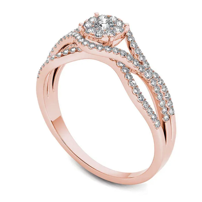 Goldia Rings 050 CT TW Composite Natural Diamond Frame Engagement Ring in Solid 14K Rose Gold Goldia Rings 050 CT TW Composite Natural Diamond Frame Engagement Ring in Solid 14K Rose Gold