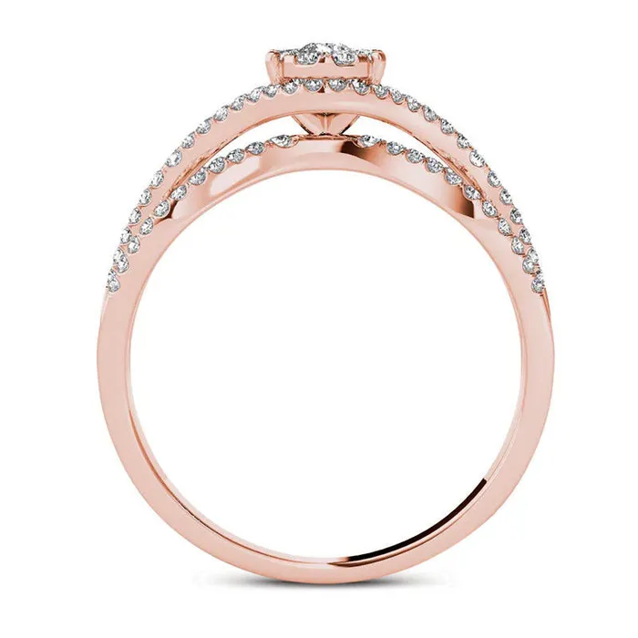 Goldia Rings 050 CT TW Composite Natural Diamond Frame Engagement Ring in Solid 14K Rose Gold Goldia Rings 050 CT TW Composite Natural Diamond Frame Engagement Ring in Solid 14K Rose Gold