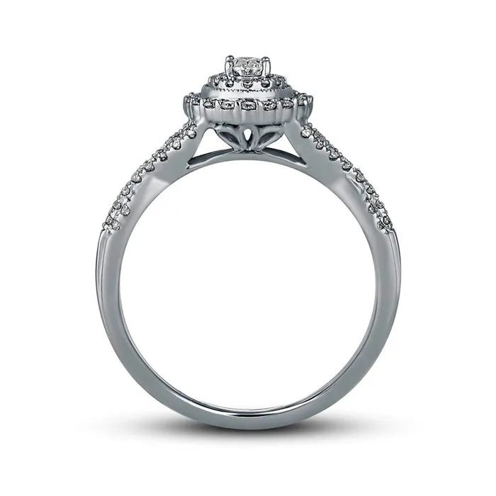 Goldia Rings 050 CT TW Oval Natural Diamond Frame Antique VintageStyle MultiRow Engagement Ring in Solid 10K White Gold Goldia Rings 050 CT TW Oval Natural Diamond Frame Antique VintageStyle MultiRow Engagement Ring in Solid 10K White Gold