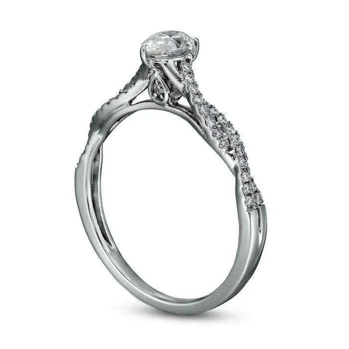 Goldia Rings 050 CT TW PearShaped Natural Diamond Twist Shank Engagement Ring in Solid 14K White Gold II1 Goldia Rings 050 CT TW PearShaped Natural Diamond Twist Shank Engagement Ring in Solid 14K White Gold II1