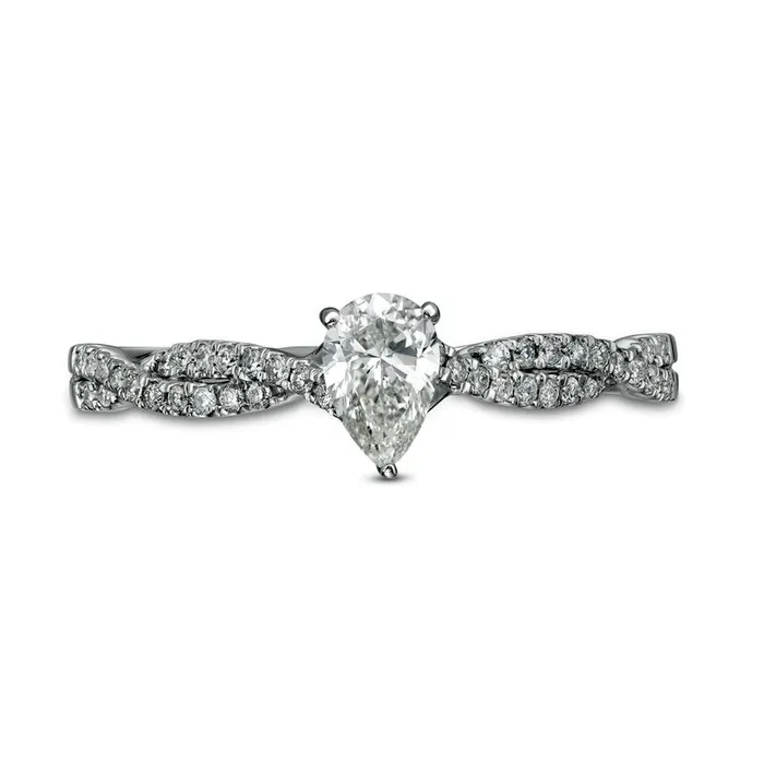 Goldia Rings 050 CT TW PearShaped Natural Diamond Twist Shank Engagement Ring in Solid 14K White Gold II1 Goldia Rings 050 CT TW PearShaped Natural Diamond Twist Shank Engagement Ring in Solid 14K White Gold II1