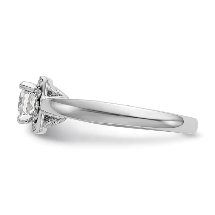 Goldia Rings 050ct CZ Solid Real 14K White Gold Princess Halo Engagement Ring