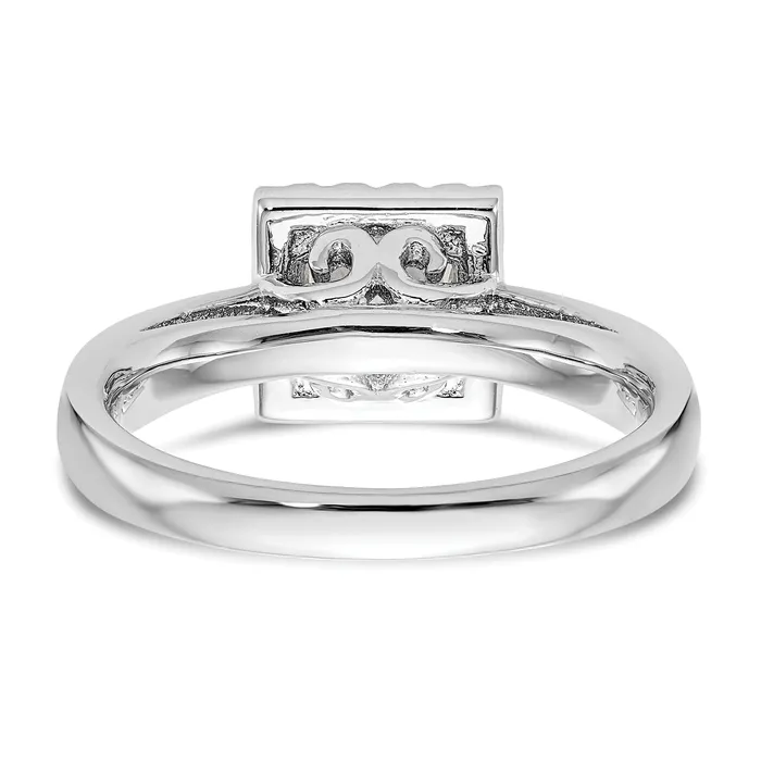 Goldia Rings 050ct CZ Solid Real 14K White Gold Princess Halo Engagement Ring