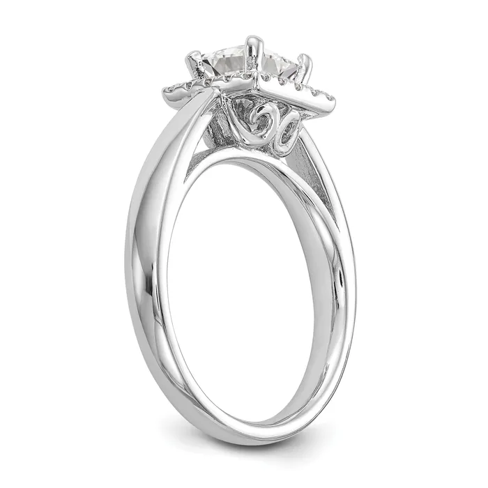 Goldia Rings 050ct CZ Solid Real 14K White Gold Princess Halo Engagement Ring