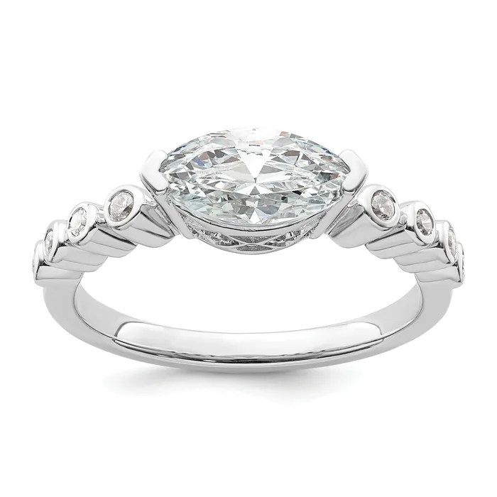 Goldia Rings 075ct CZ Solid Real 14k White East West 34ct Marquise Eng Dia Ring Goldia Rings 075ct CZ Solid Real 14k White East West 34ct Marquise Eng Dia Ring