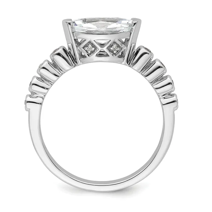 Goldia Rings 075ct CZ Solid Real 14k White East West 34ct Marquise Eng Dia Ring