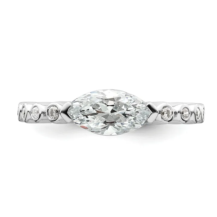 Goldia Rings 075ct CZ Solid Real 14k White East West 34ct Marquise Eng Dia Ring