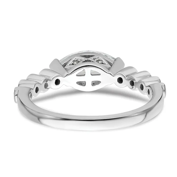 Goldia Rings 075ct CZ Solid Real 14k White East West 34ct Marquise Eng Dia Ring