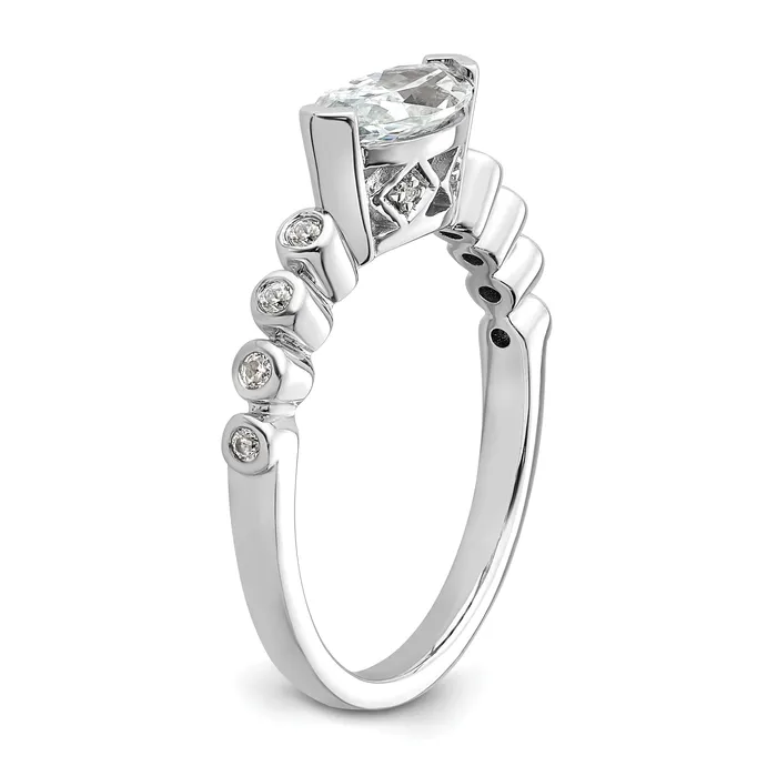 Goldia Rings 075ct CZ Solid Real 14k White East West 34ct Marquise Eng Dia Ring